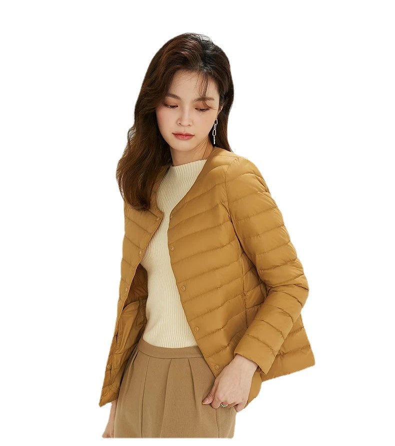 Women's Lightweight Down Jacket Short Inner Layer Portable 2025 New Autumn Winter Outerwear V-Neck