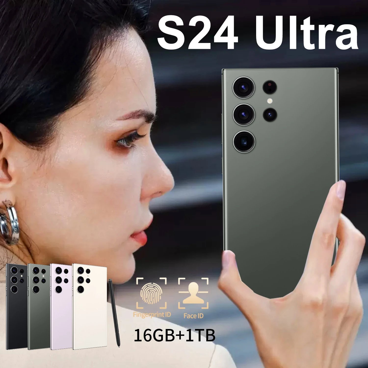 New S24 Ultra Built-in Pen Android 8.1 16+1TB Punch-Hole Screen 6.8 Inch Smartphone