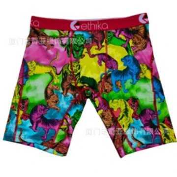 Qing 01-4 Can Order Breathable Men's Underwear 3DET Print Sports Breathable et Ice Silk Tight Boxer
