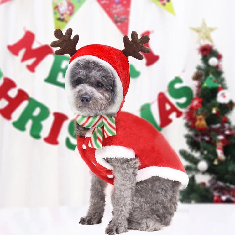 Autumn Winter Pet Clothing Dog Christmas Small Medium Dog Cat Flannel Cat Reindeer Dog Clothing Supplies