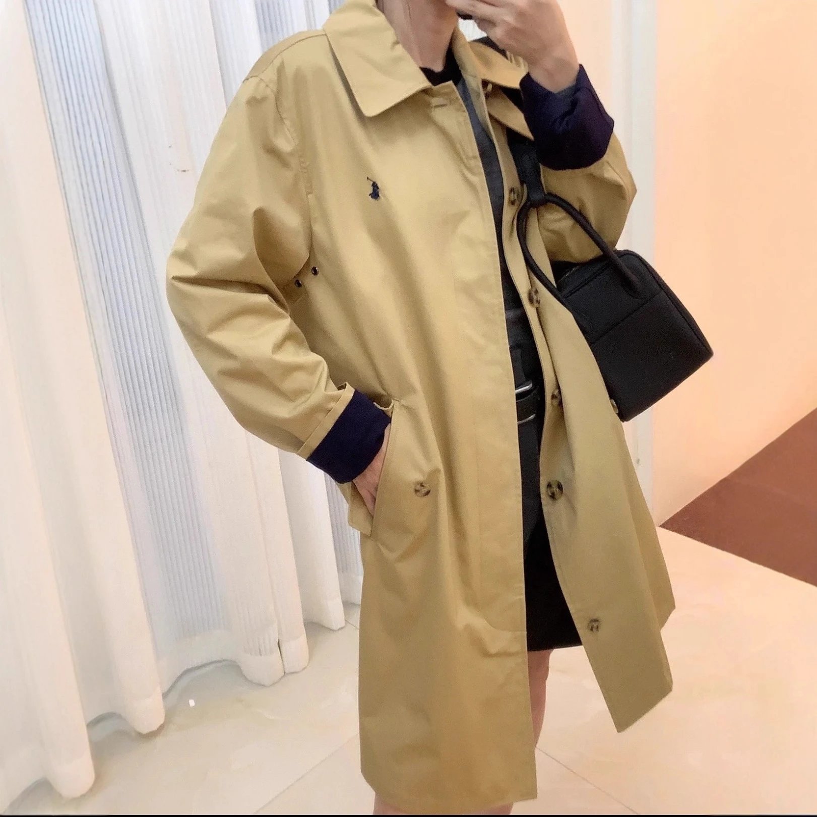 2025 New RL Pony Embroidery Lining Plaid Long Trench Coat Unisex