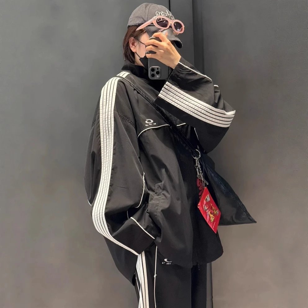Balenciaga Five Stripe Tape Embroidery Logo Sport Jacket Pants Suit Unisex