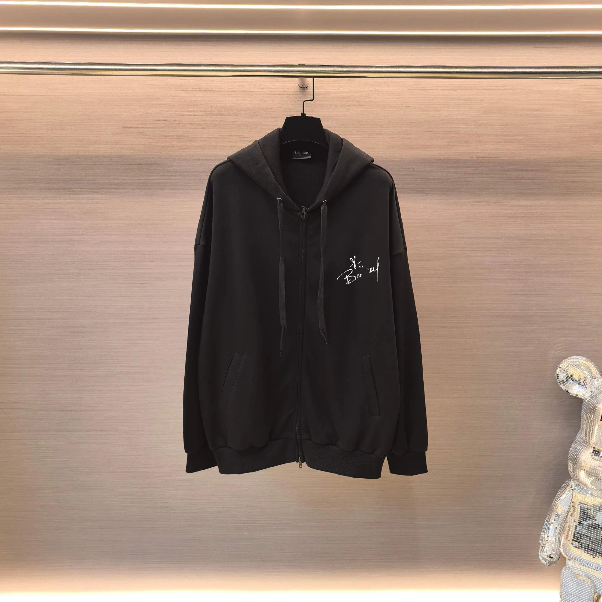 Balenciaga B Britney Spears portrait series washed black sweatshirt hooded cardigan outerwear men's and women's