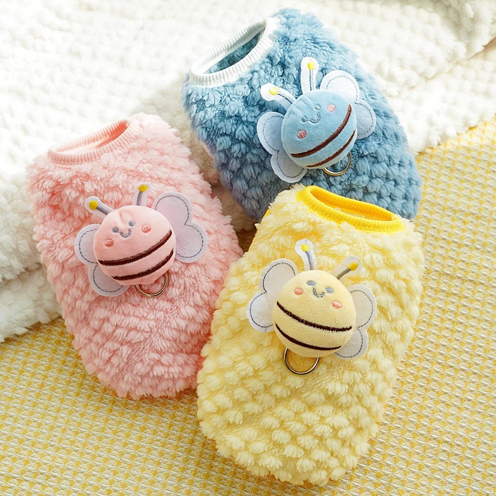 Hot Style Small Puppy Kitten Pet Dog Autumn Winter Dog Clothing Cat Supplies Bee Teddy Pomeranian