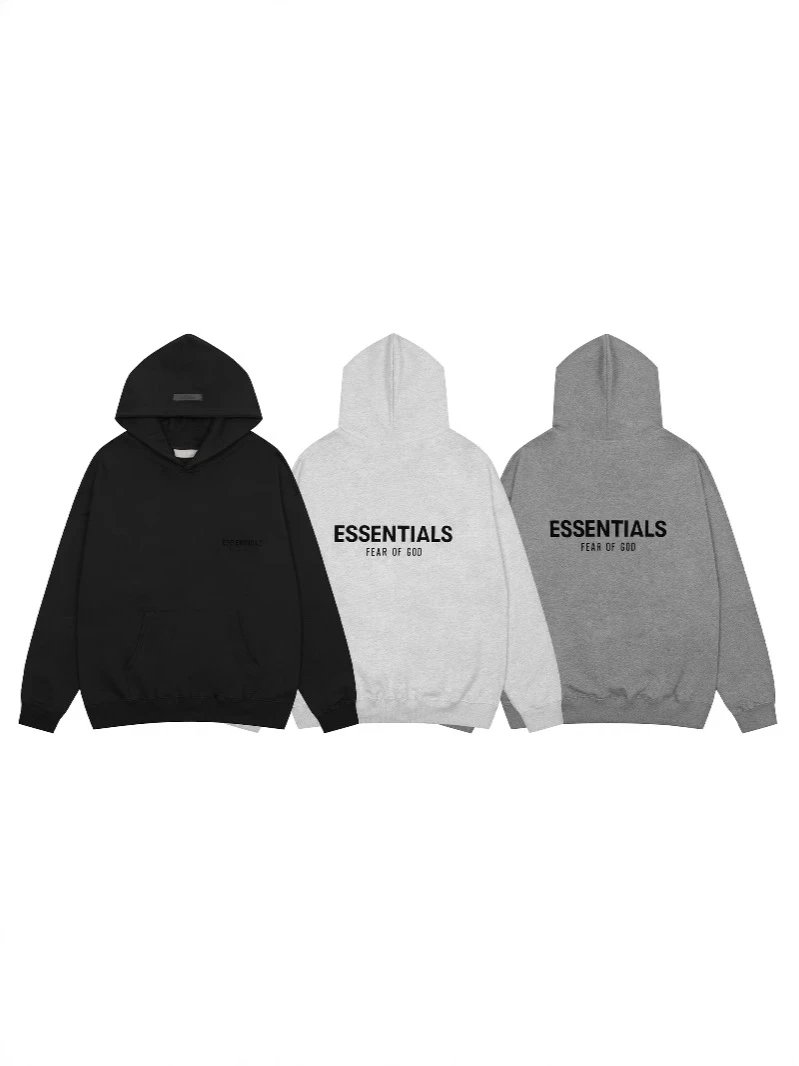 Autumn New Fog Front and Back Flocking Letter Replica High Street Hoodie Unisex Couple Outfit Hooded Sweatshirt
