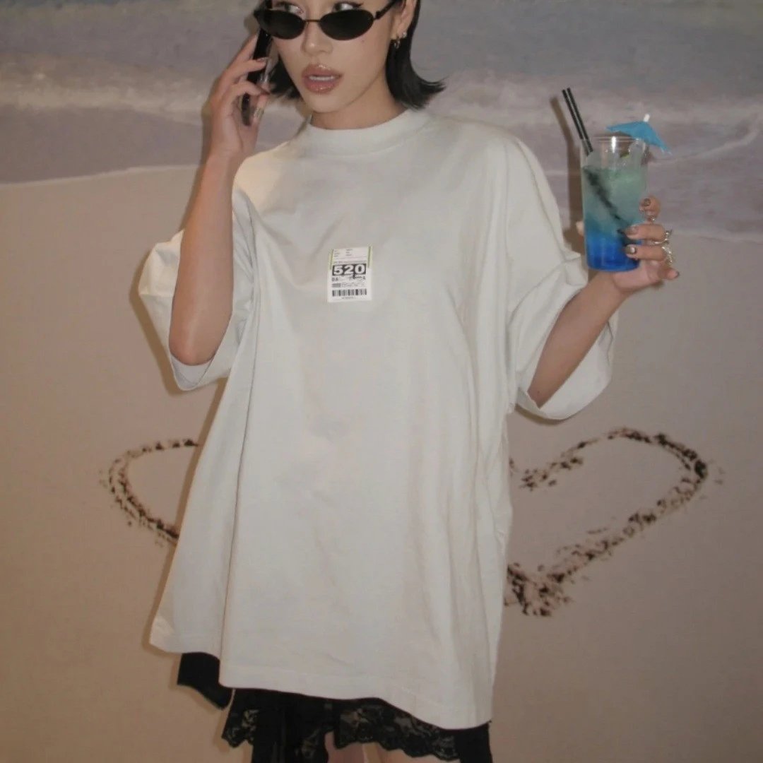 2025 New Balenciaga 520 Limited Couple Unisex Small Neckline Short Sleeve T-shirt