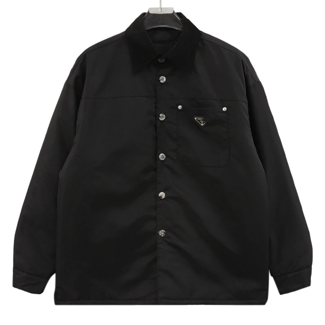 New Prada Nylon Lapel Basic Quilted Lapel Quilted Jacket