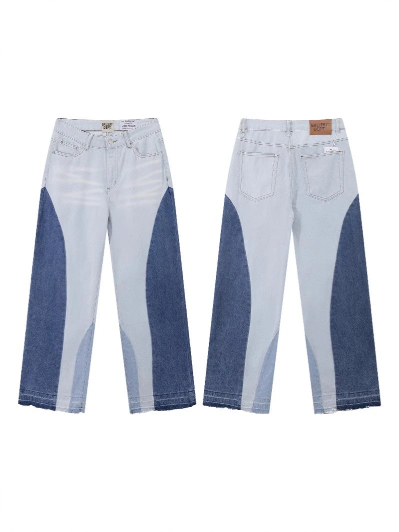 Gallery Dept Retro Oval Patch Washed Blue Patch Straight Wide Leg Jeans