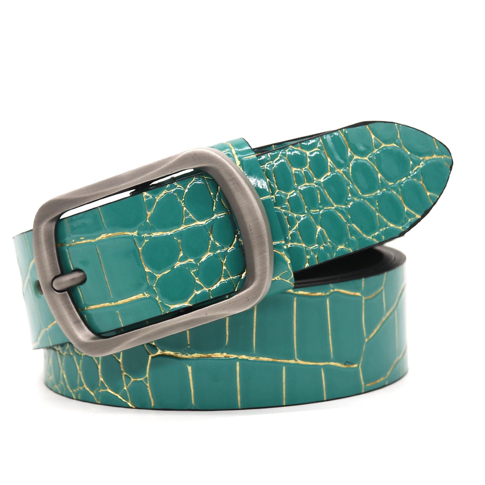 Fashionable crocodile pattern simple trend retro pin buckle belt