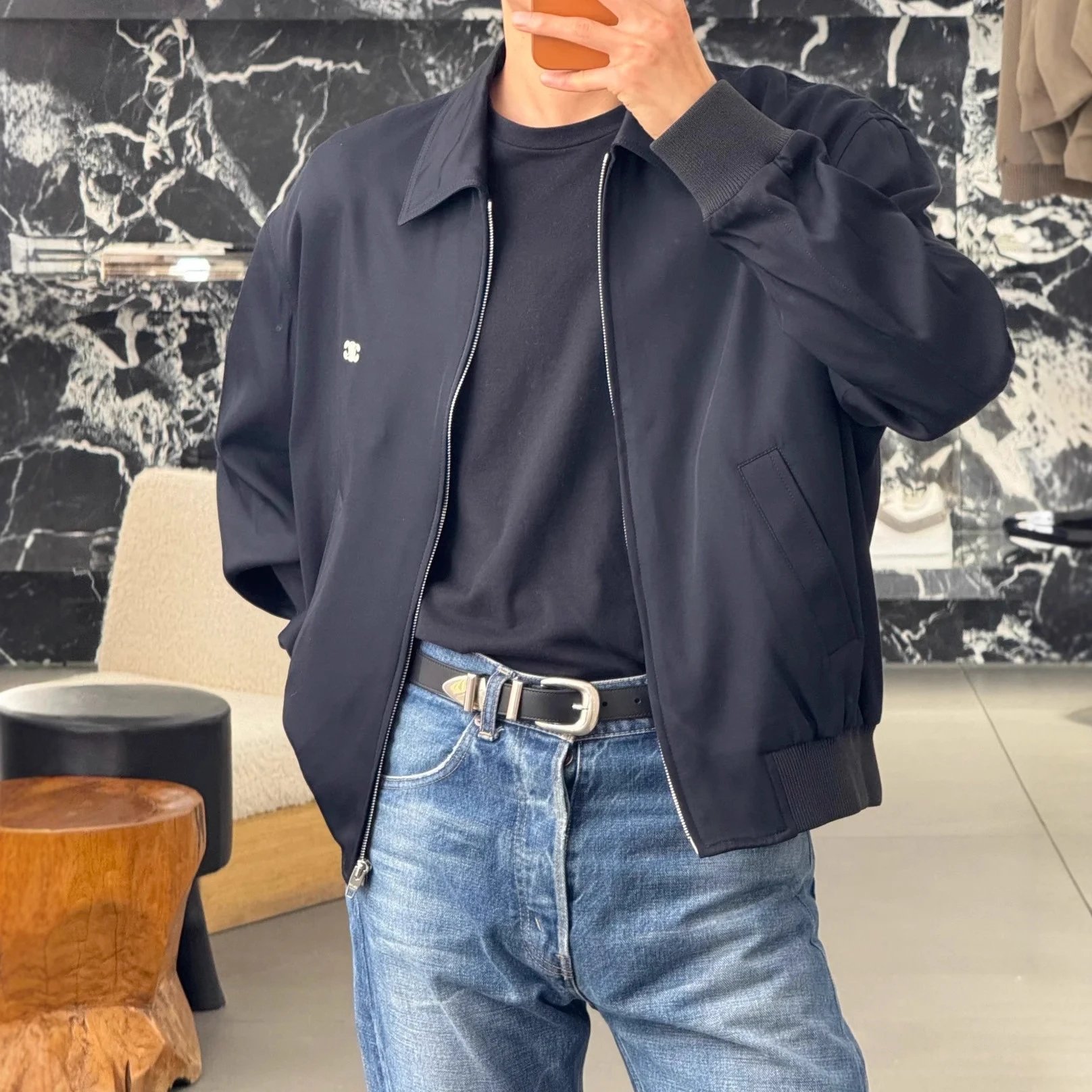 CELINE Internet Famous Triomphe Small Logo Embroidery Lapel Jacket Unisex