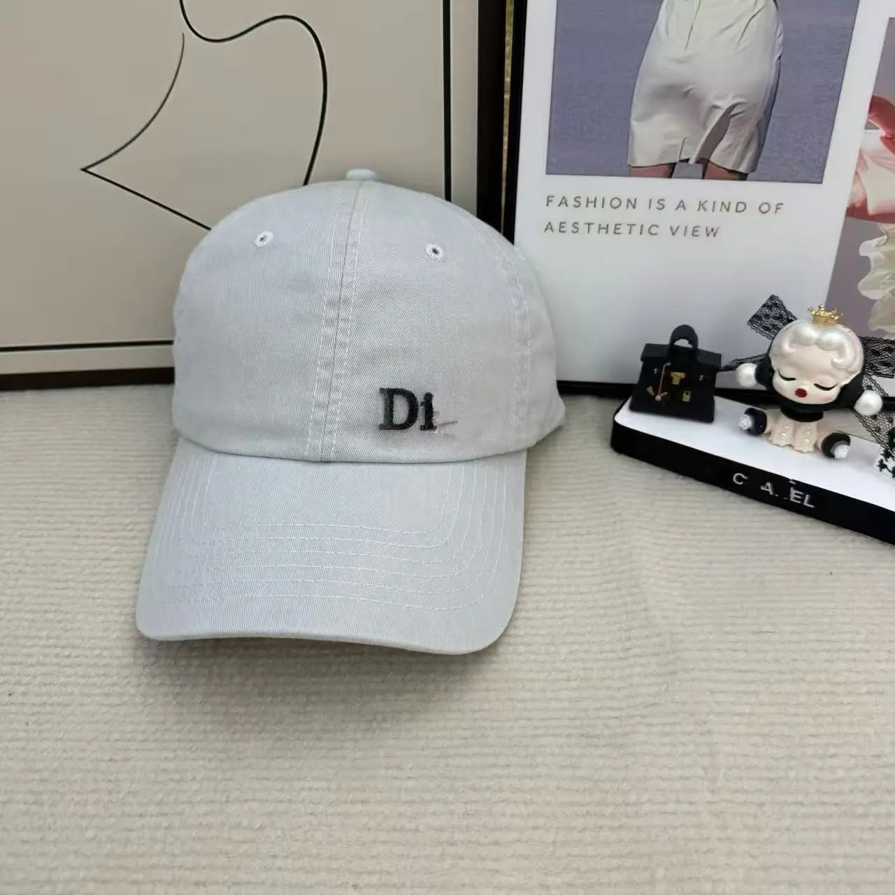 Dior Letter New Crystal Baseball Cap Women Summer Sun Protection Men's Trendy Washed Cap