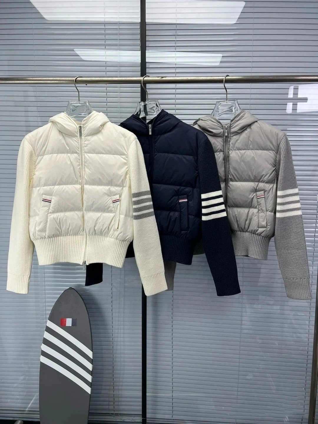 TB Four Stripe Women's Knit Down Jacket Short Versatile Korean Style College Outerwear