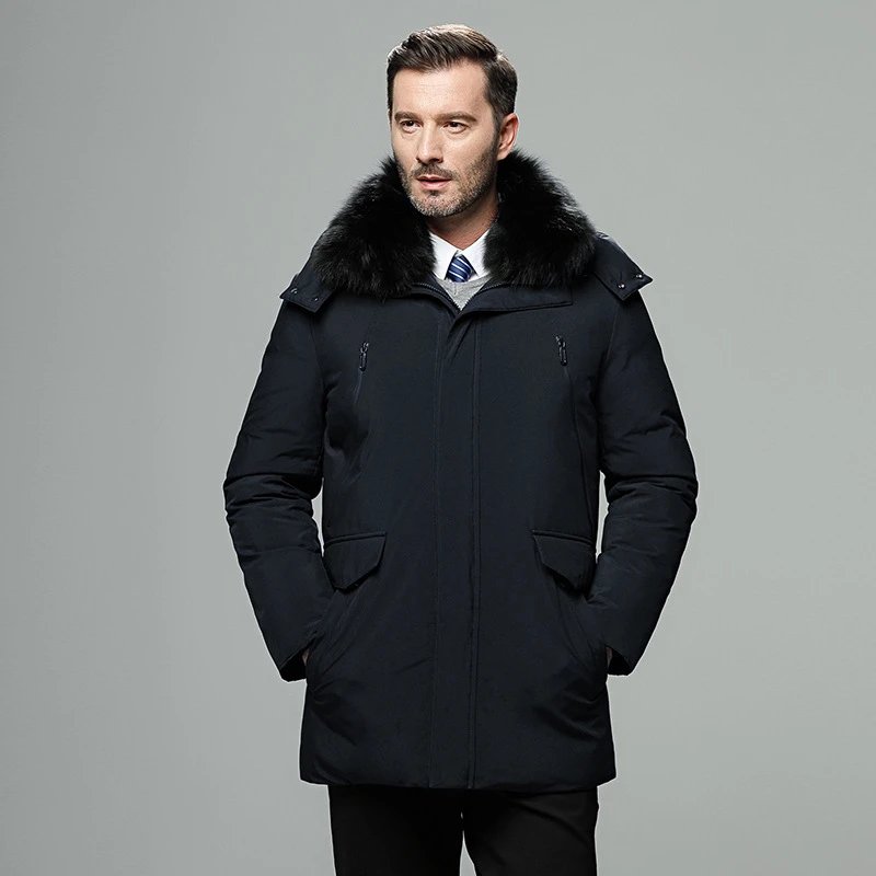 New Style Workwear Elderly Men's Down Jacket Thick Medium Long Father Grandfather Outfit