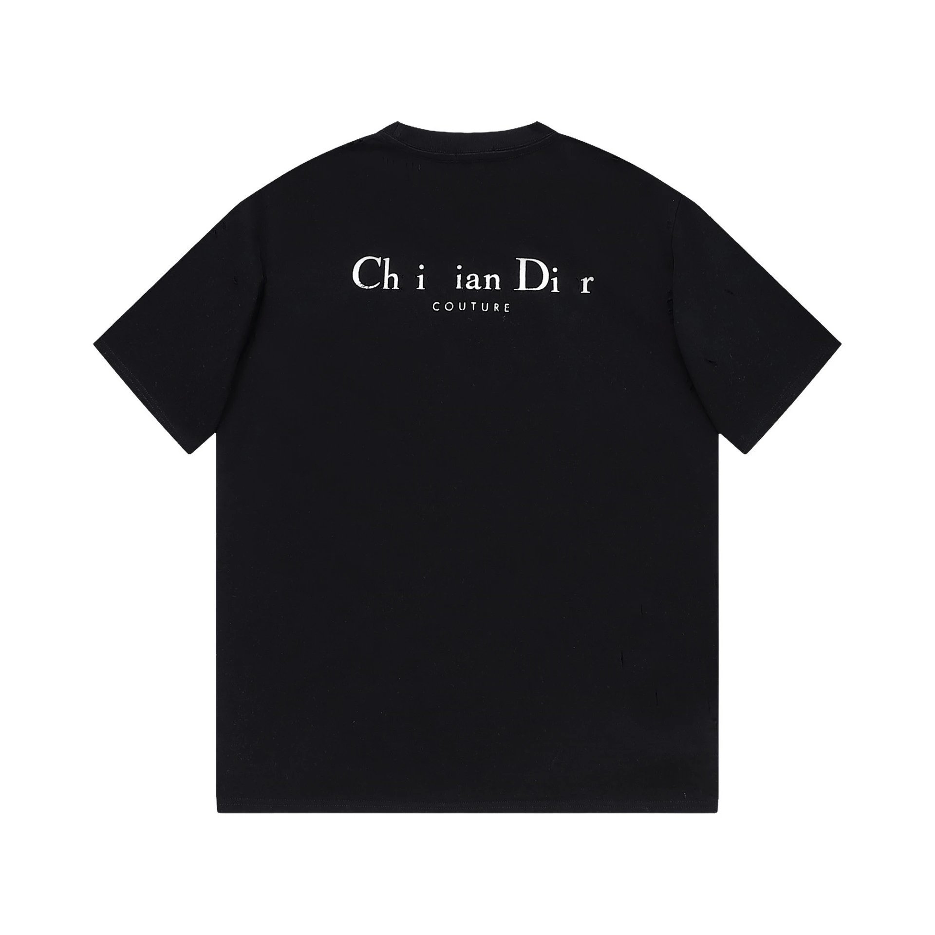 High Quality Dior Internet Famous Hole Distressed Print Unisex Loose Short Sleeve T-shirt