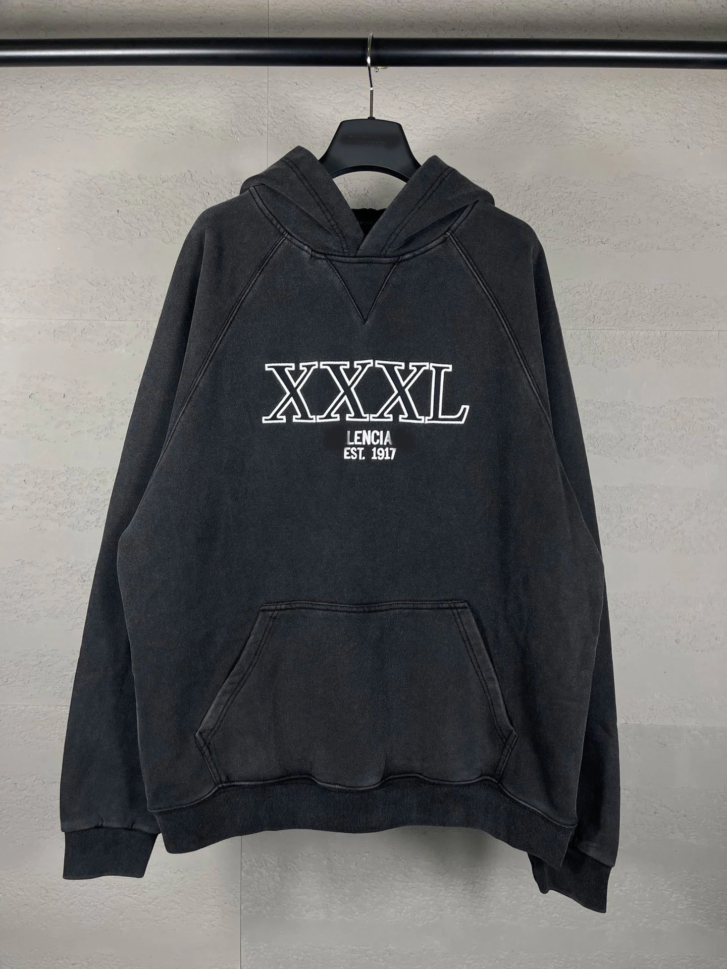 Balenciaga chest embroidery XXXL classic letter lazy loose hooded campus couple style long sleeve versatile ins