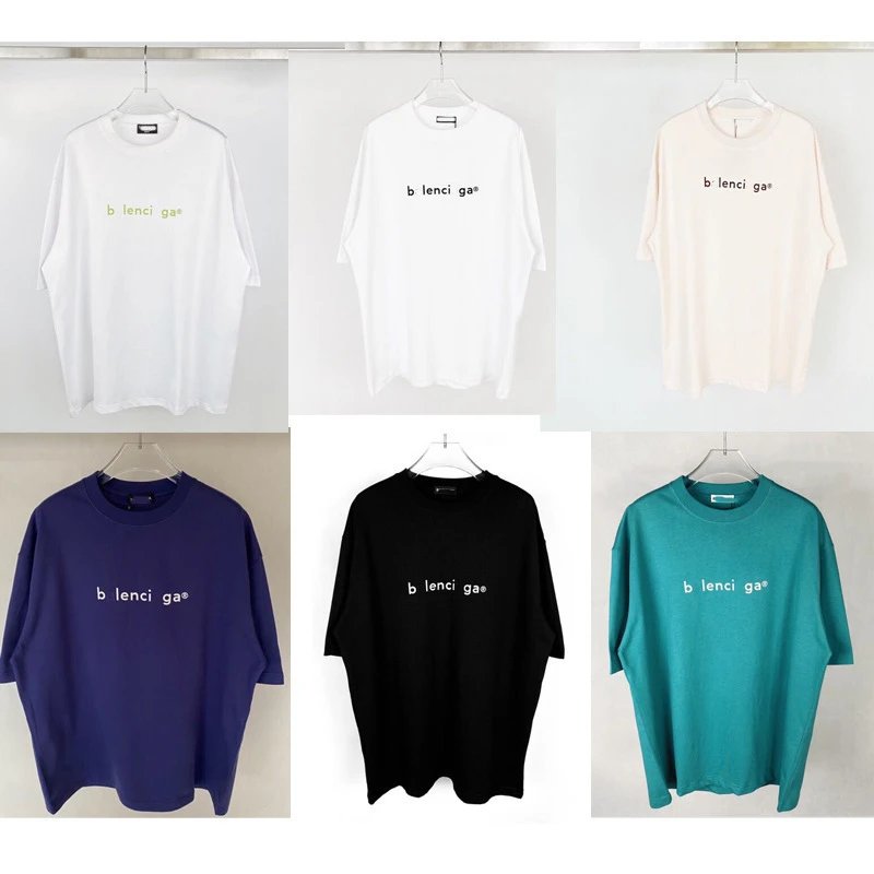 Balenciaga Basic R Label Letter LOGO Print Loose Unisex Small Neckline Short Sleeve
