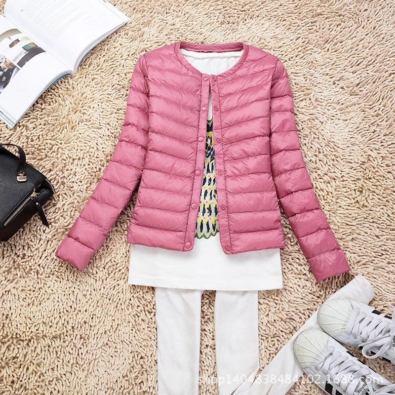2025 Autumn Winter Round Neck Lightweight Women's Short Fashion Slim Fit Outerwear Winter
