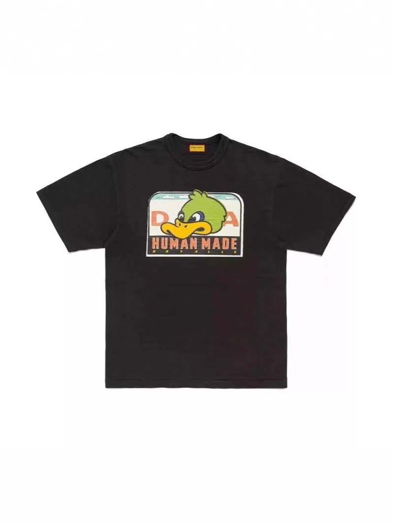 Human Made Green Angry Bird Pattern Short Sleeve T-shirt Loose Unisex Couples