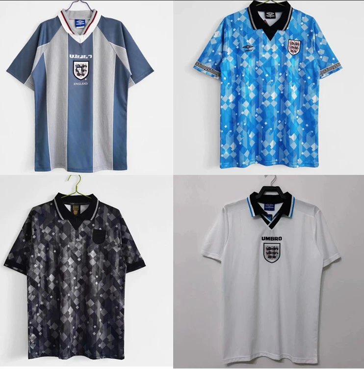 1996 World Cup Jersey England Home/Away No.8 Gascoigne Retro Football Jersey