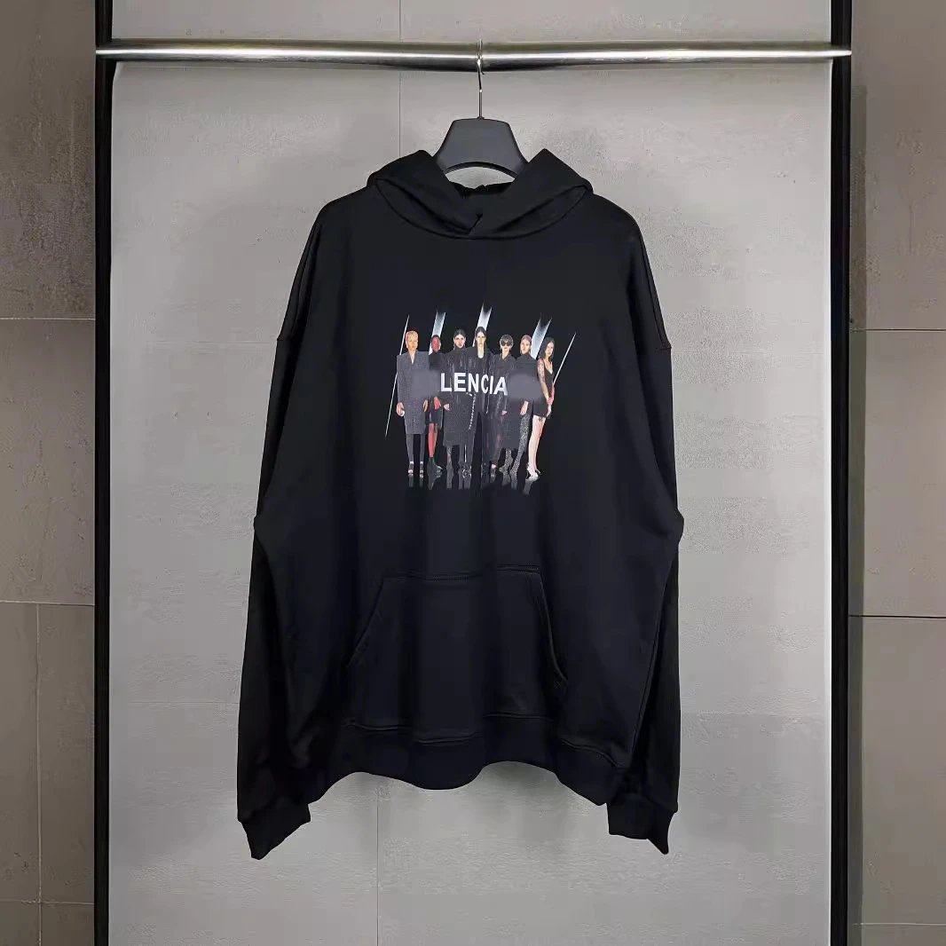 Balenciaga Classic Band Portrait Direct Print Hoodie Loose Casual Unisex Hooded Sweatshirt Couple