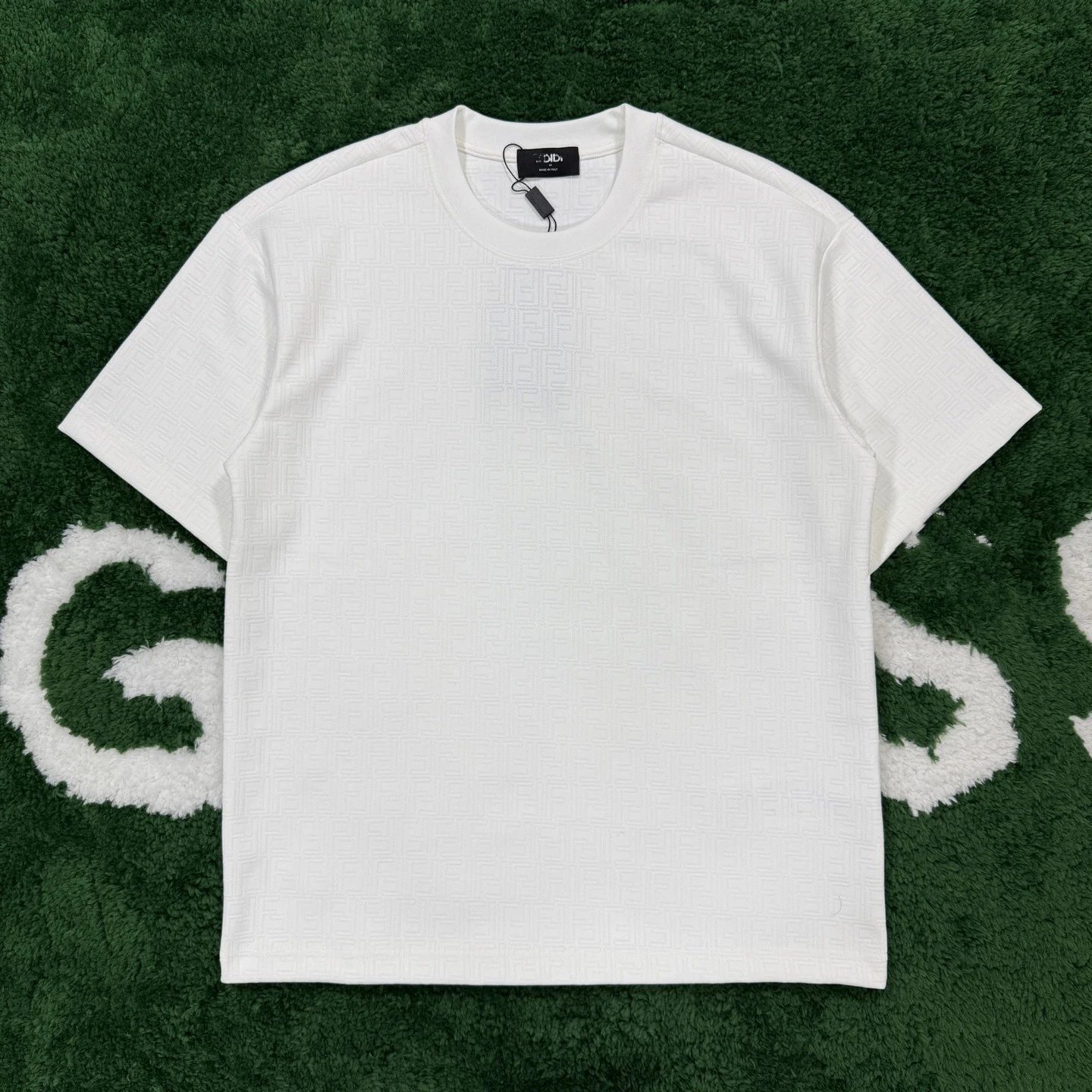 Classic Basic Double F Pattern Full LOGO Jacquard Knit Cotton Short Sleeve Unisex
