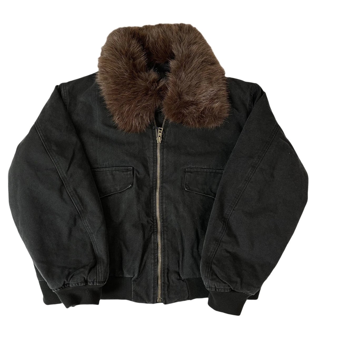 2025 Autumn Winter New Style Prada Retro Washed Distressed Mink Fur Collar Cotton Jacket