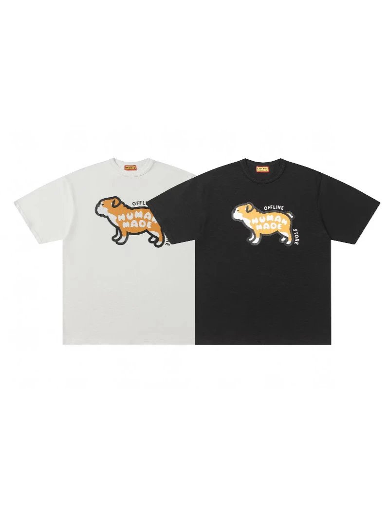 Human Made Dog Pattern Print Short Sleeve T-shirt Loose Unisex Couples