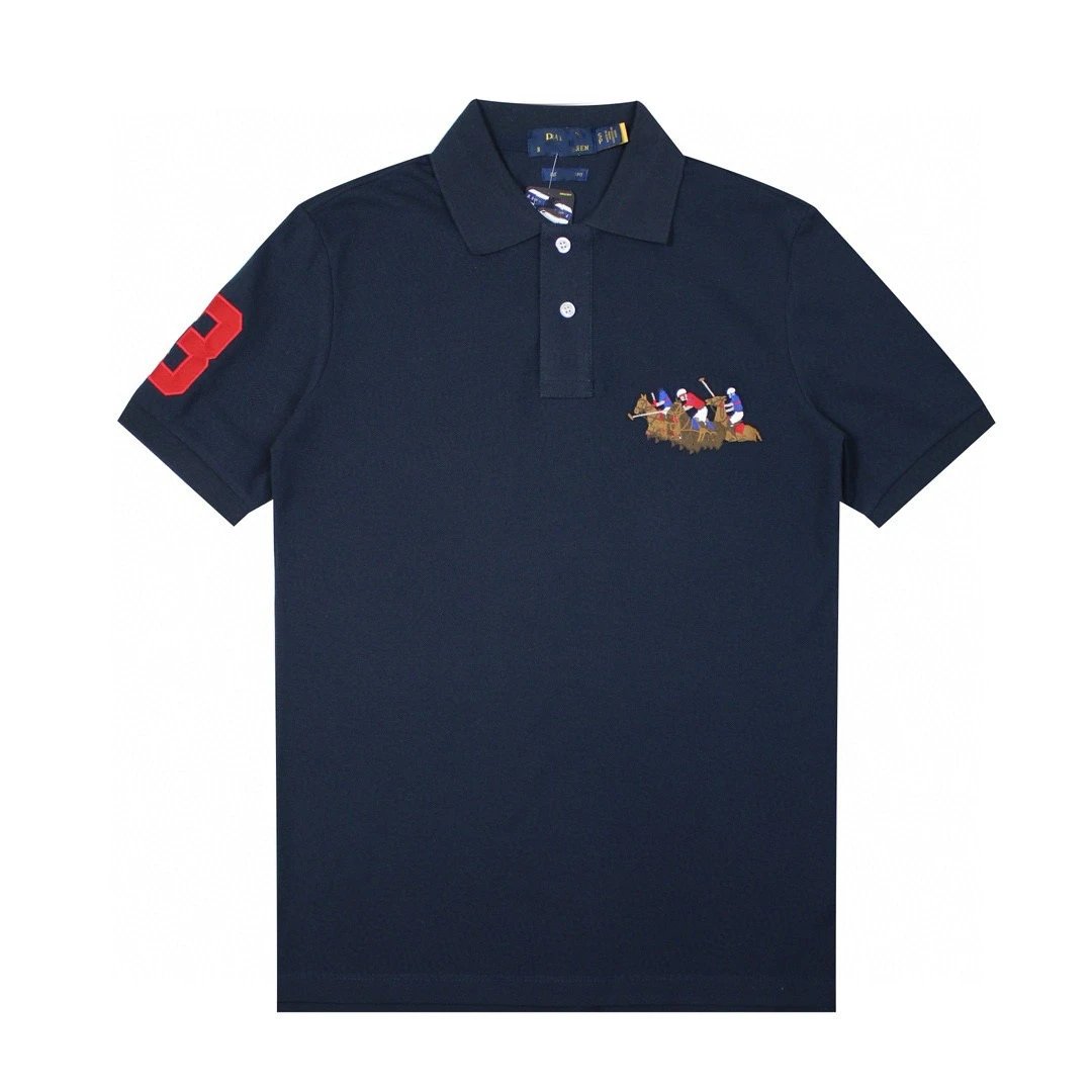 RL Ralph Lauren Pony Logo Embroidery Casual Racing Lapel Polo Shirt T-shirt Short Sleeve Unisex