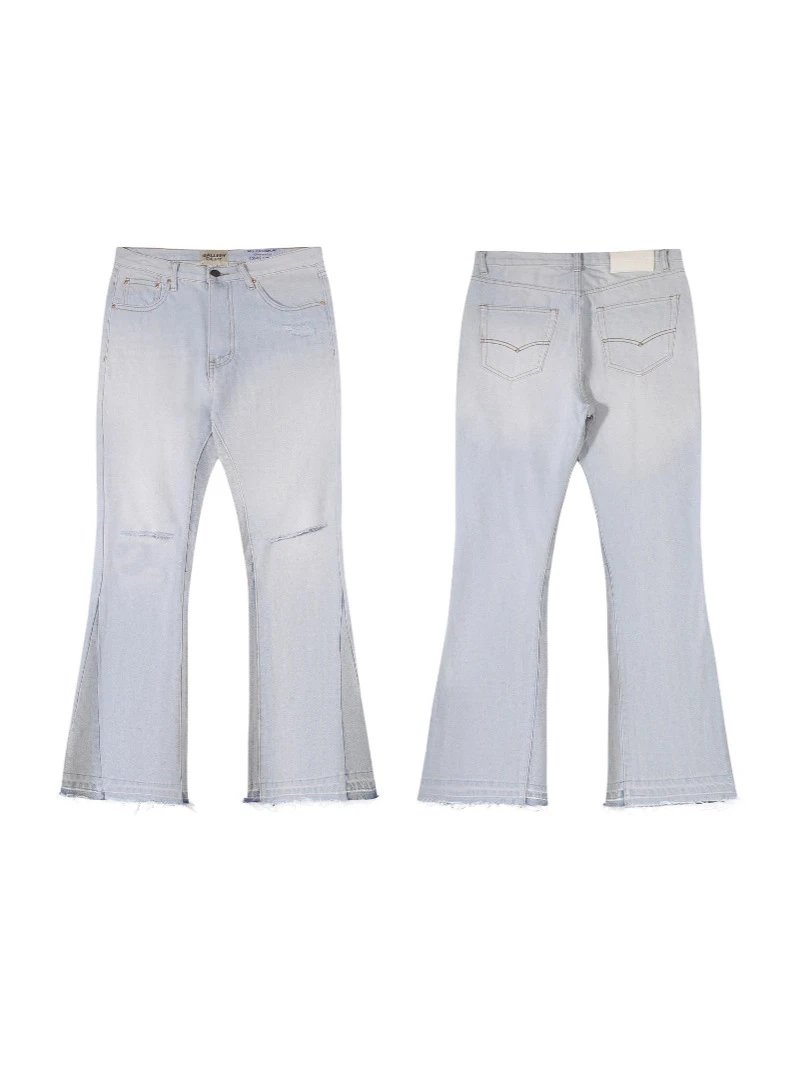 Gallery Dept Ripped Cut Destroyed Vintage Washed Blue Flared Patchwork Jeans