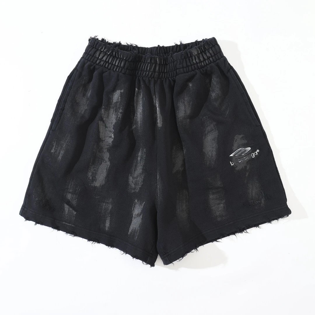 Balenciaga Coating Mud Dye Grunge Vintage Heavy Duty Embroidery Shorts Swim Trunks