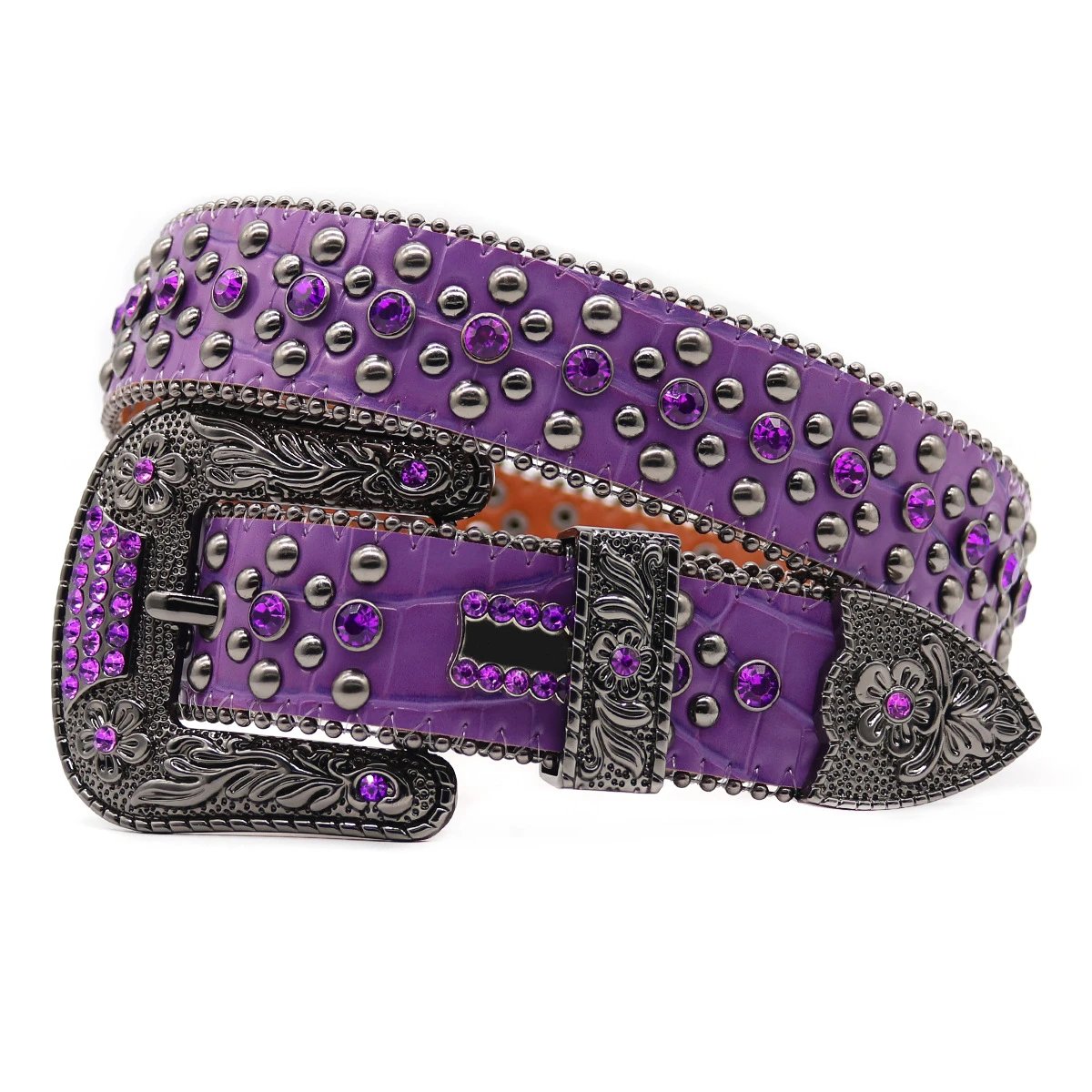 SAWQF Rhinestone Belt Riveted Men and Women With The Same Paragraph Waistband Punk Pin Buckle Jeans Belt