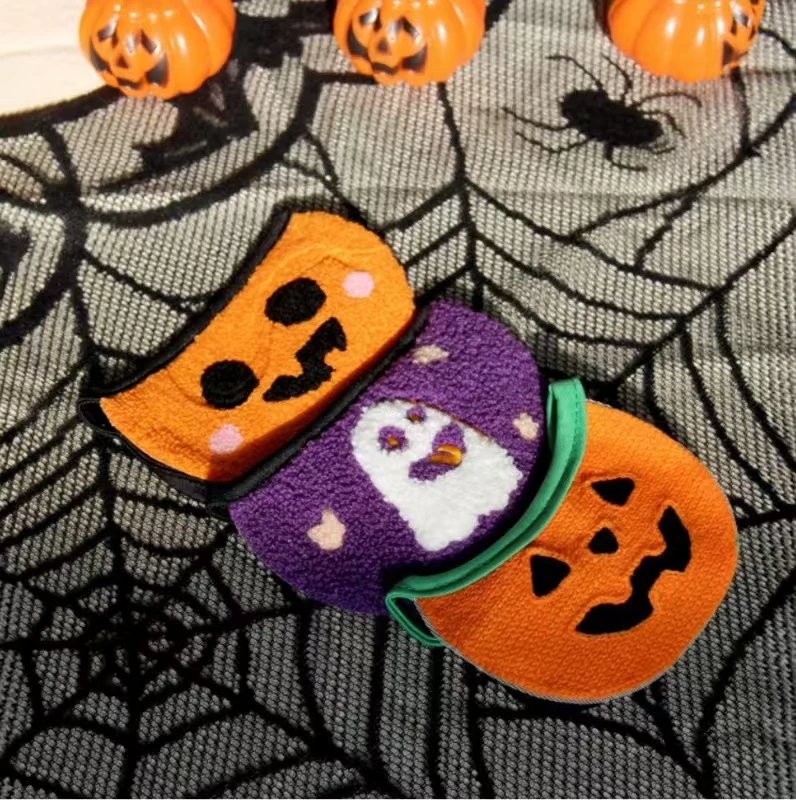 Pet Bib Halloween Ghost Festival Elastic Tie Decoration Dog Cat Pumpkin Ghost Cartoon Embroidery Supplies
