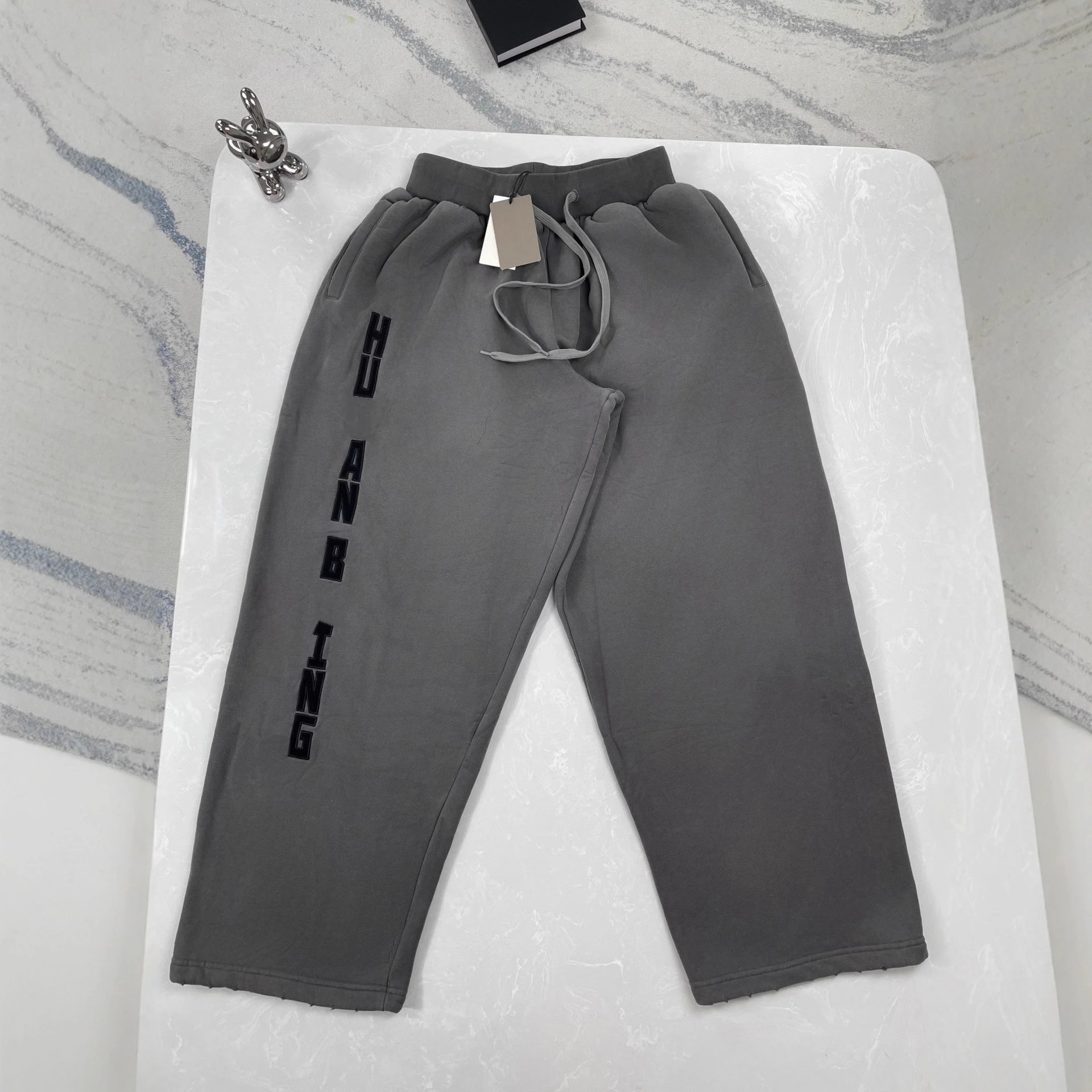 Balenciaga Human Embroidery Letter Destroyed Loose Sports Sweatpants Unisex