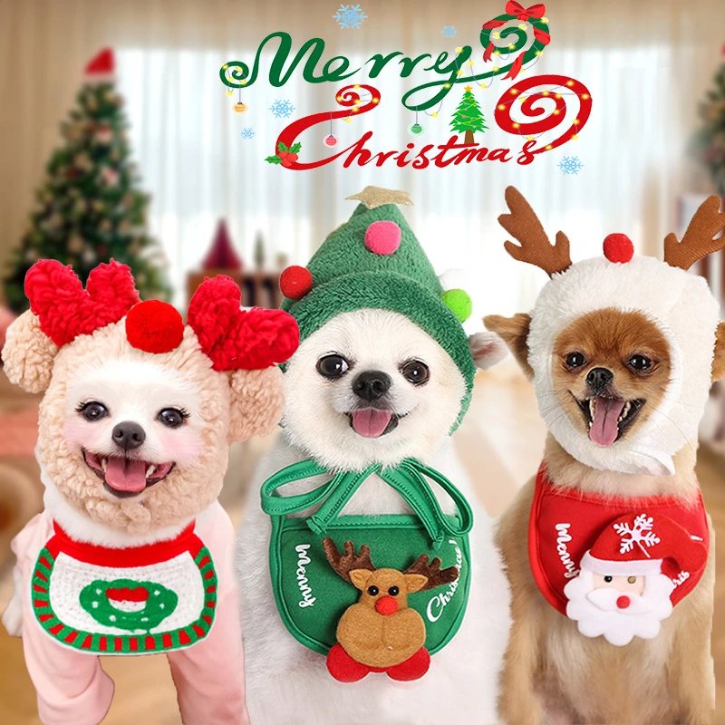 Dog Cat Pet Dog Hat Bib Apron Teddy French Bulldog Autumn Winter Clothing Costume Cat Christmas Supplies