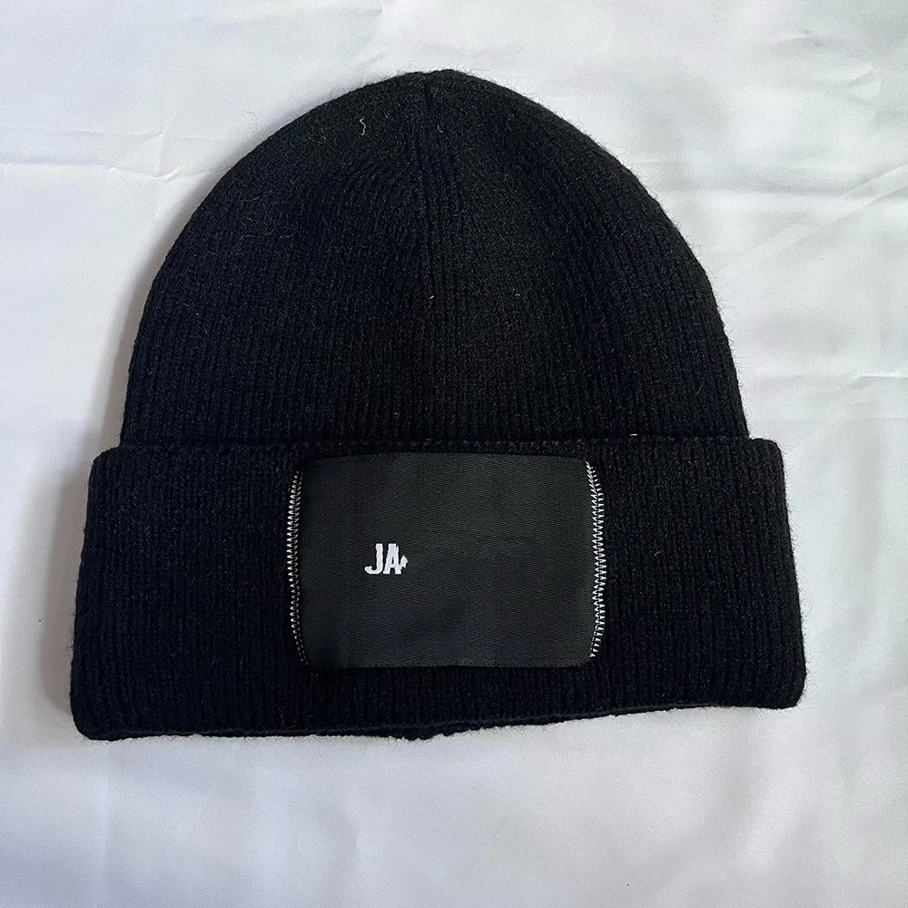 Trendy JA Knit Beanie Women Autumn Winter Warm Correct Letter Embroidery Cold Hat Men's Luxury Brand Same Style