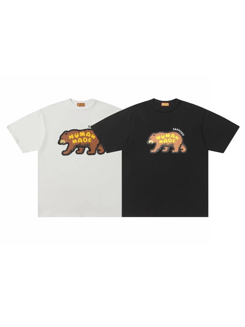 Human Made Bear Pattern Short Sleeve T-shirt Loose Casual Unisex Couples