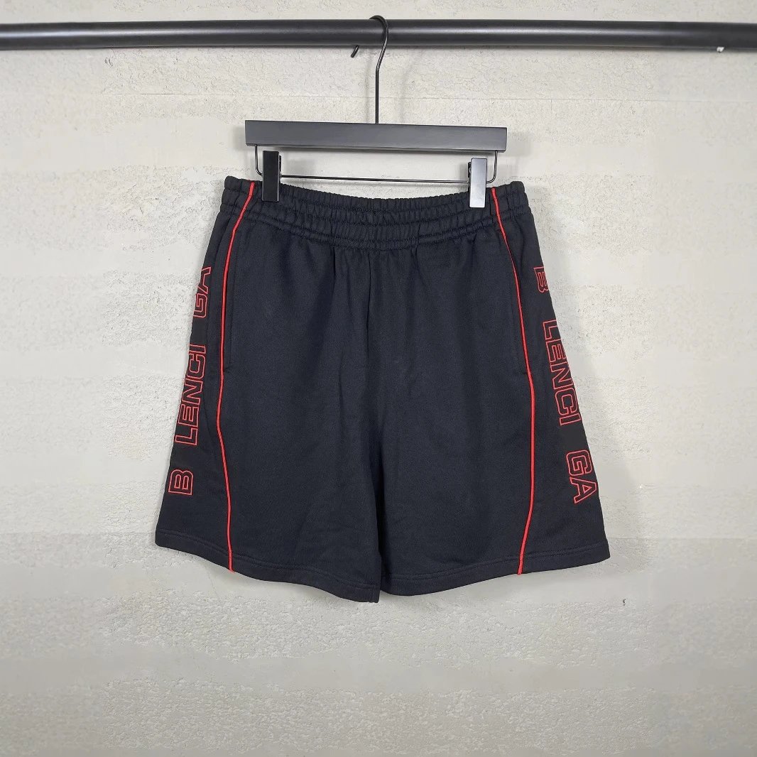 25ss New Balenciaga Left Right Embroidery Side Seam Patch Rope Shorts Unisex