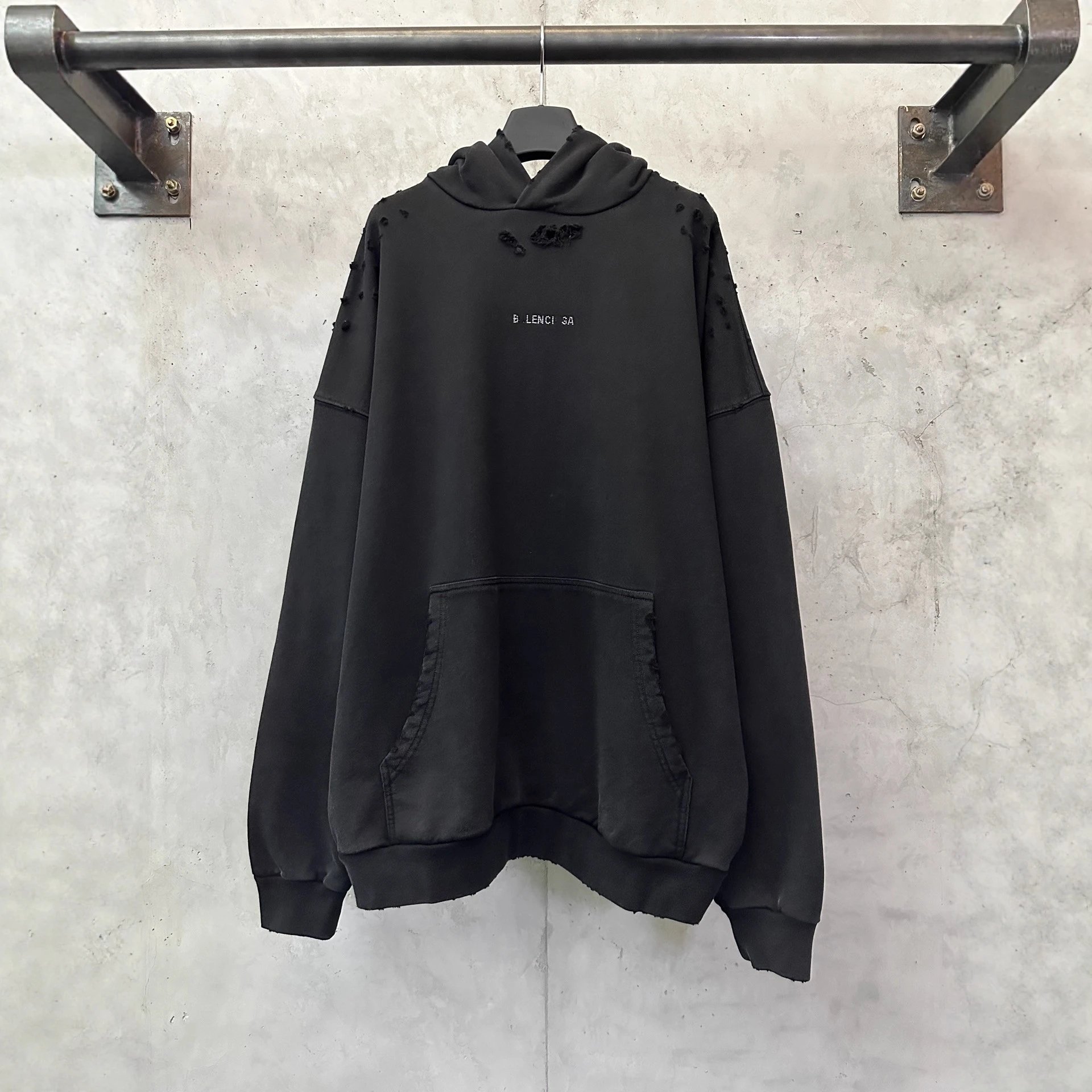 2025 new style Balenciaga hot drill letter LOGO destruction hole hooded sweatshirt hoodie men's and women's