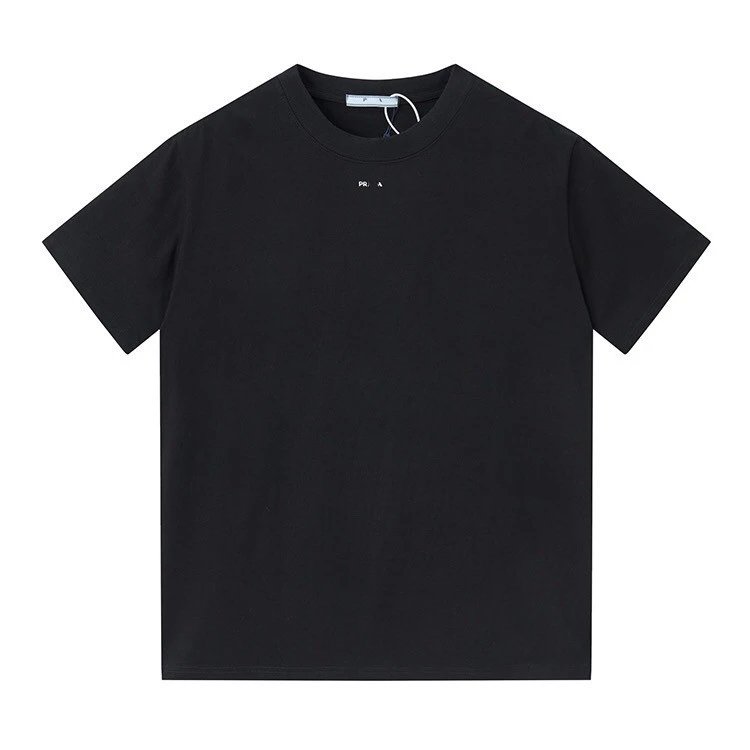 Prada Small Label Letter LOGO Print Minimalist Ultra Short Sleeve Unisex T-shirt Top