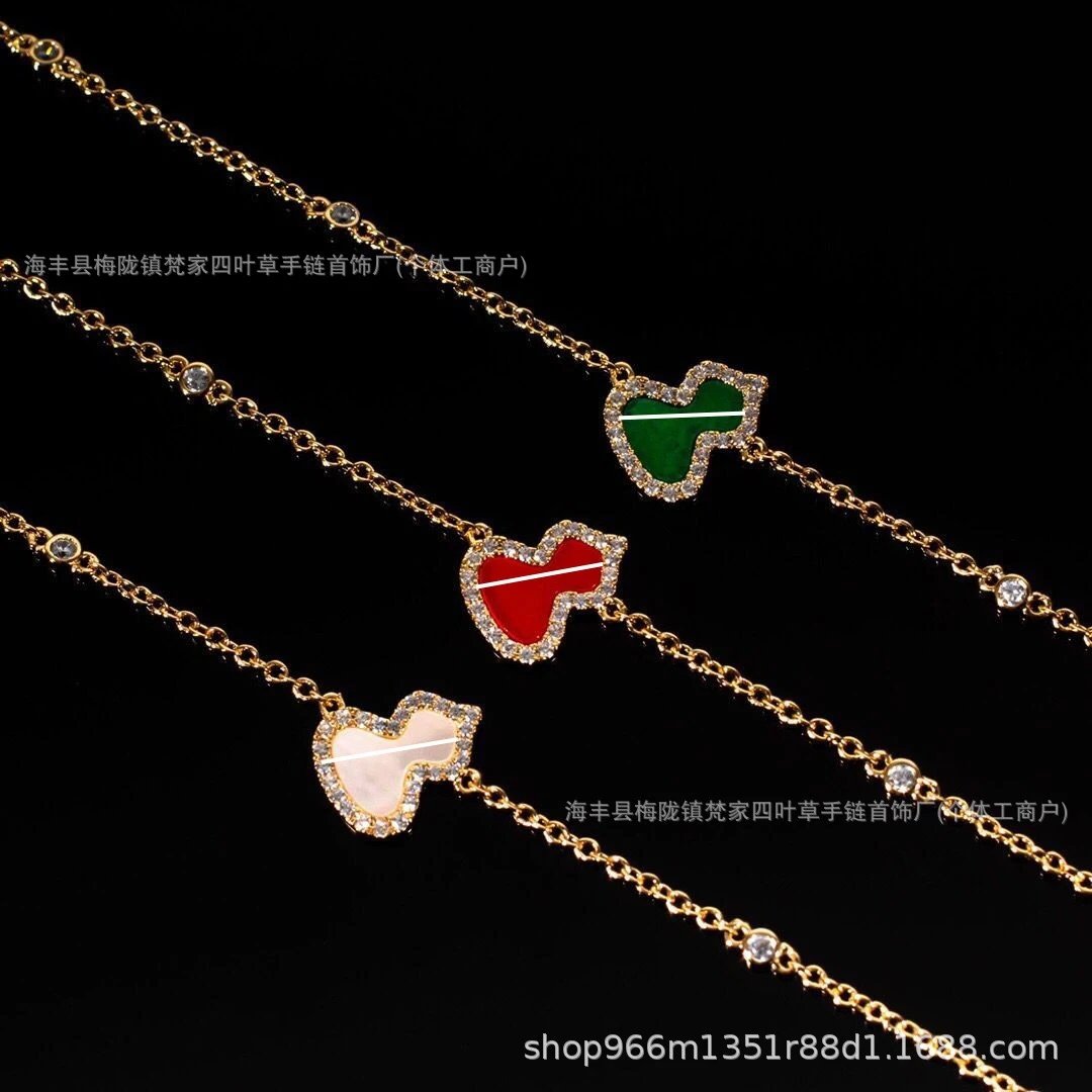 Qeelin Gourd Bracelet, Sterling Silver Plated 18k Rose Gold Red Agate Jewelry, Diamond-studded Bracelet, Zodiac Year Red Rope, Luxury