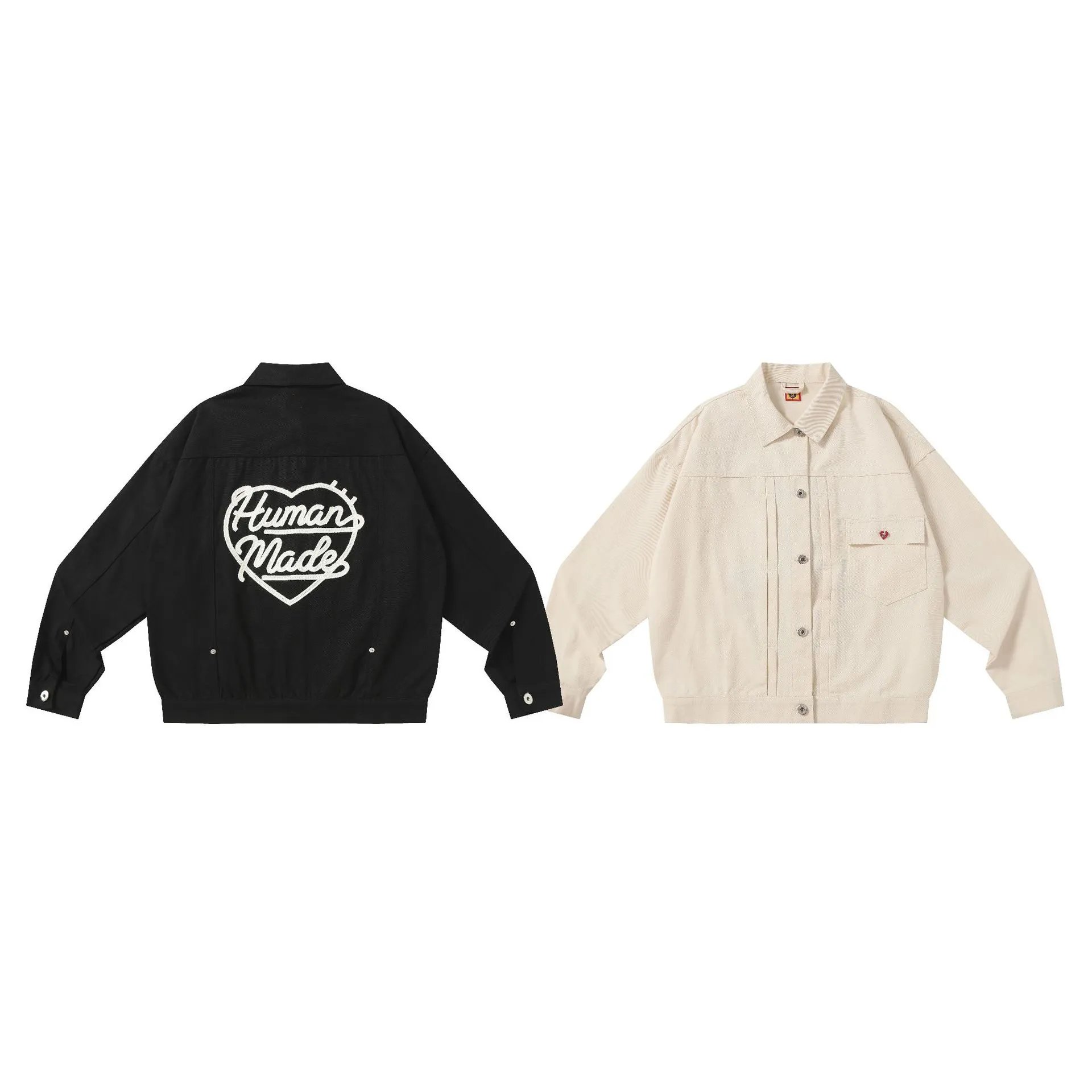 HUMAN MADE Wool Fabric Patch Heart Baseball Jacket Coat Loose Unisex Couple Style Trendy