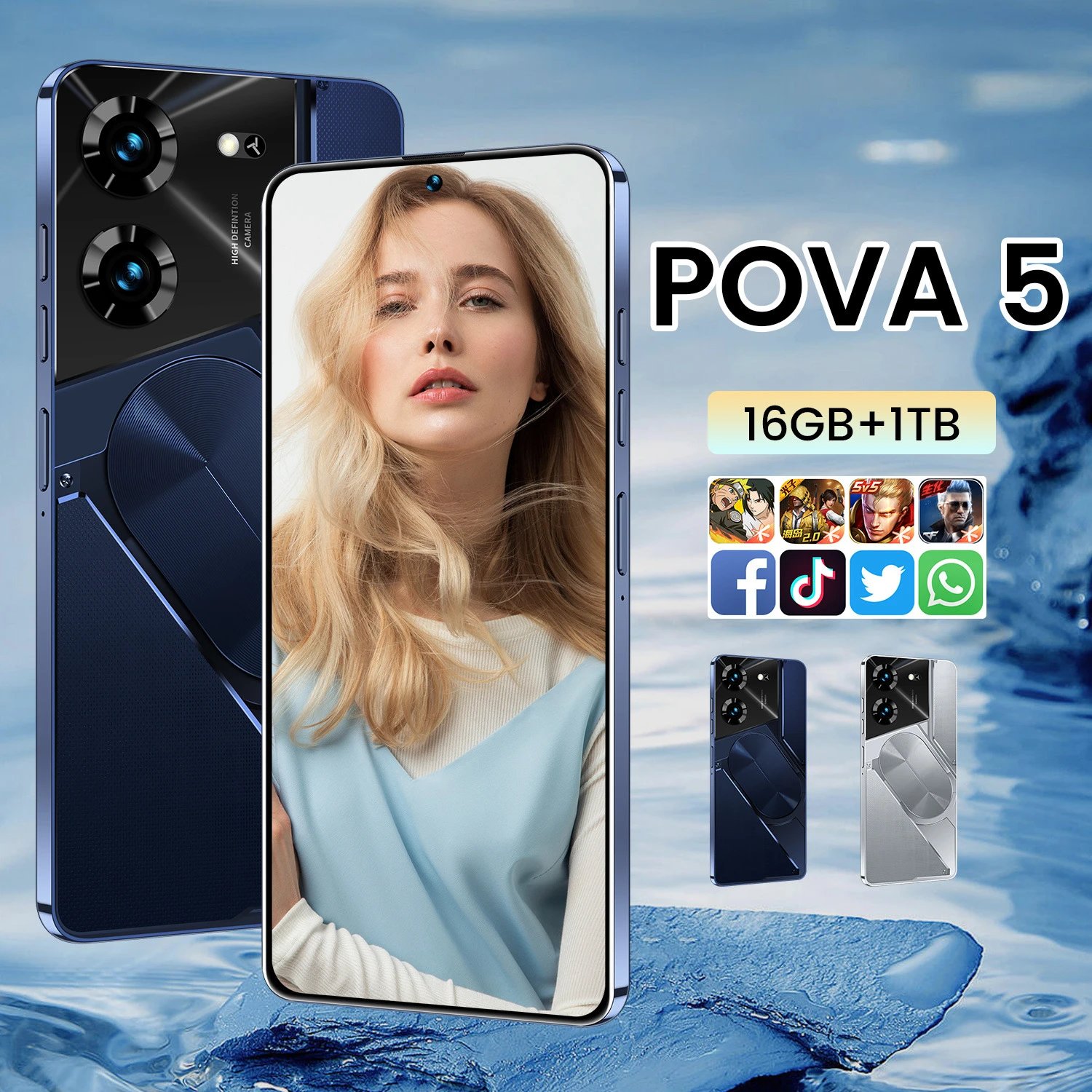 Phone Pova5 Pro All-in-One Punch-Hole Screen 16+1TB Mercado Libre Best Seller Smartphone