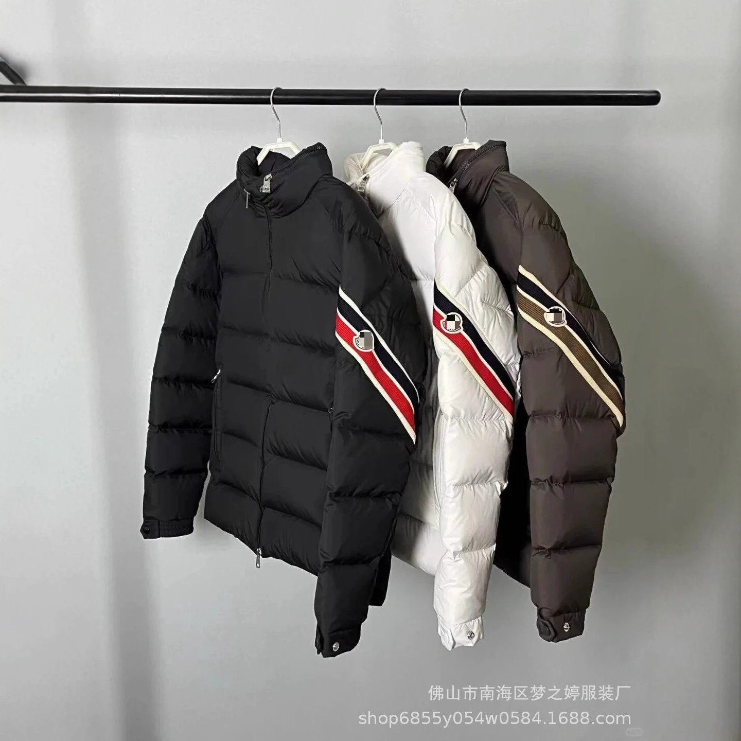 Moncler Hooded Thick Cotton Jacket Men's 2025 Winter Trendy Versatile Three Color Tape New Style Outerwear