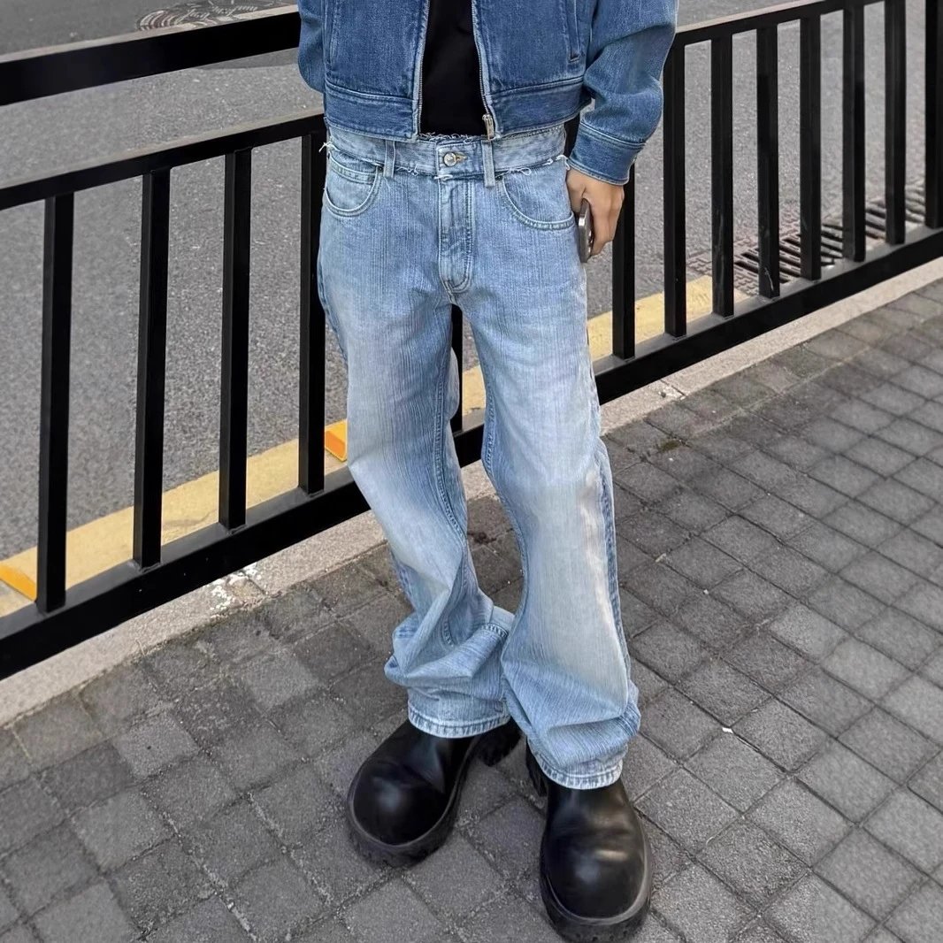 2025 New Balenciaga Micro Flare Loose Fit Casual Denim Pants Men