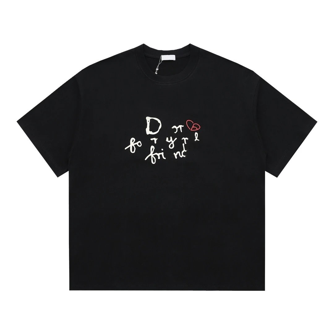 2025 Spring New Dior Viral Silicone 3D Signature Loose T-shirt Short Sleeve