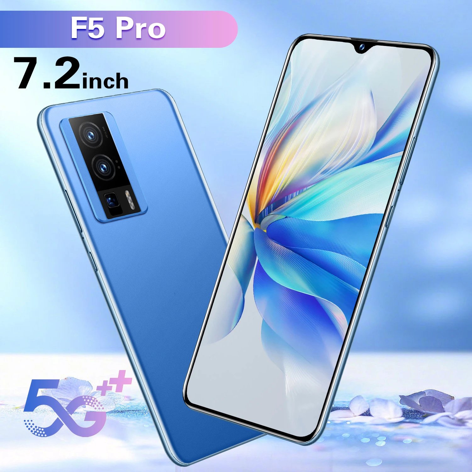 Phone F5 PRO Android 14 Punch-Hole Screen 7.3 Inch Large Screen Smartphone