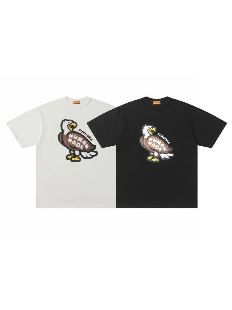 Human Made Looking Back Duck Pattern Short Sleeve T-shirt Loose Unisex Couples