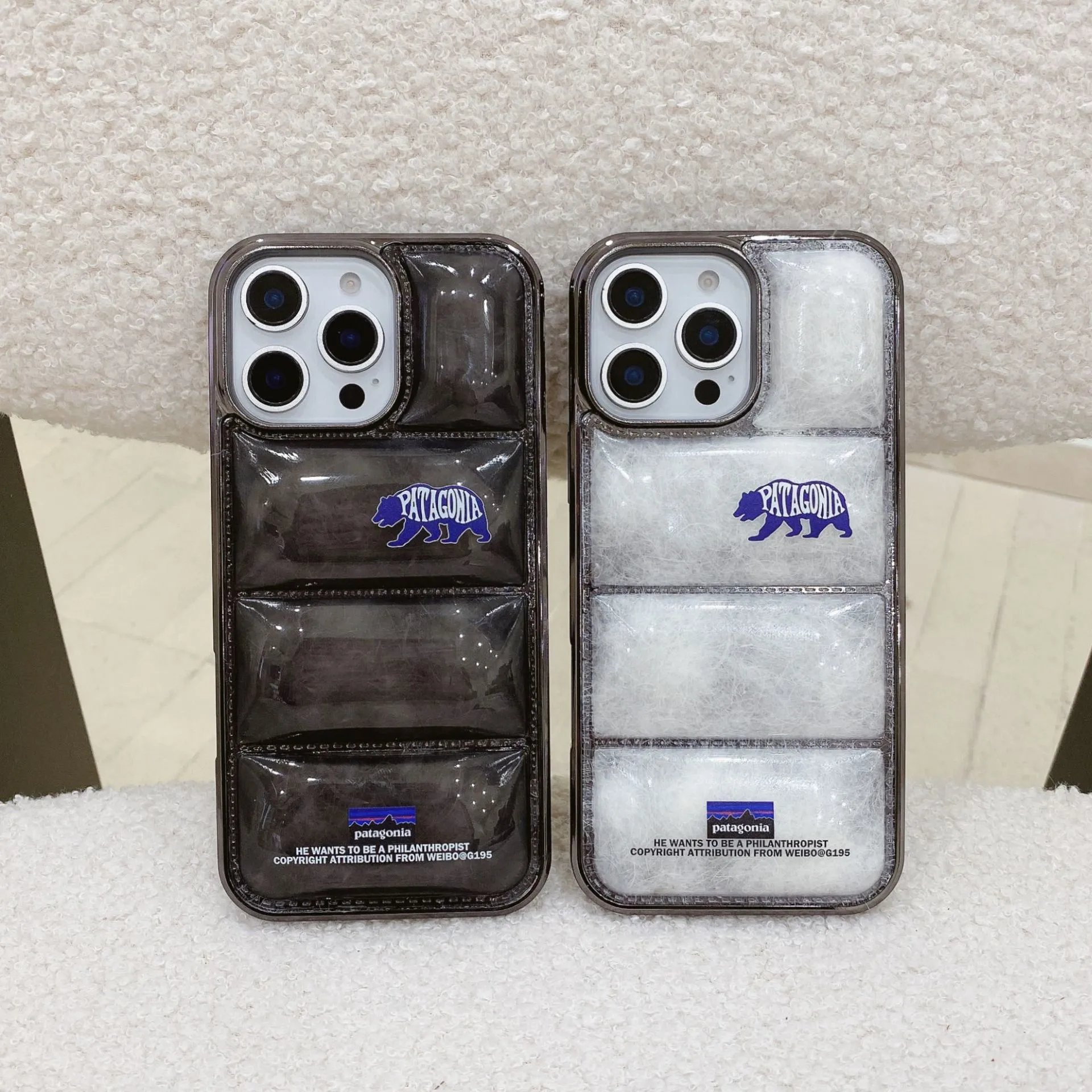 Cartoon Cow Transparent Vacuum Plush Down Jacket iPhone 15 Pro Max Case 13 Anti-Drop 11