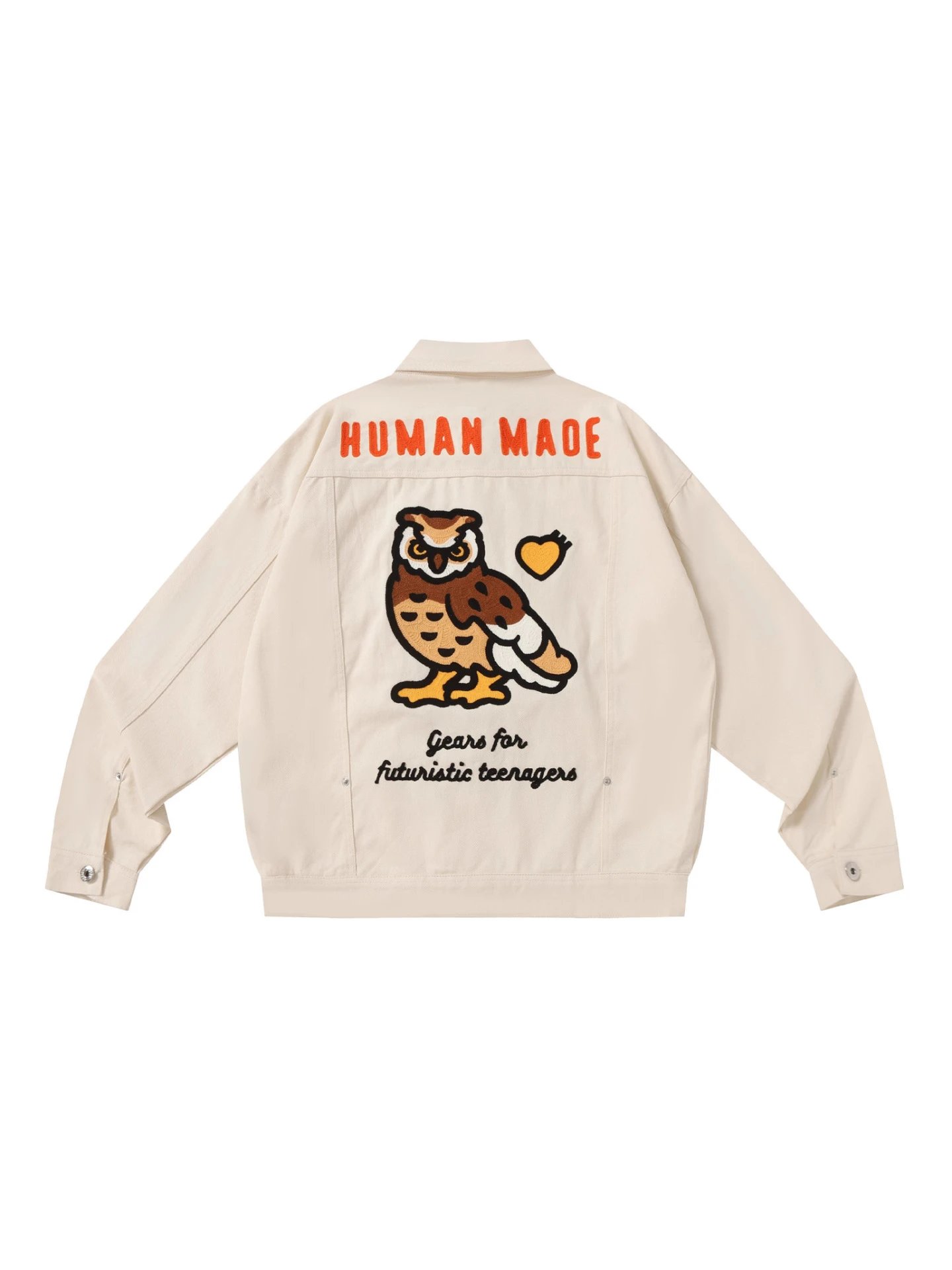 Human Made tweed cloth patch heart baseball jacket loose men's and women's couple trendy