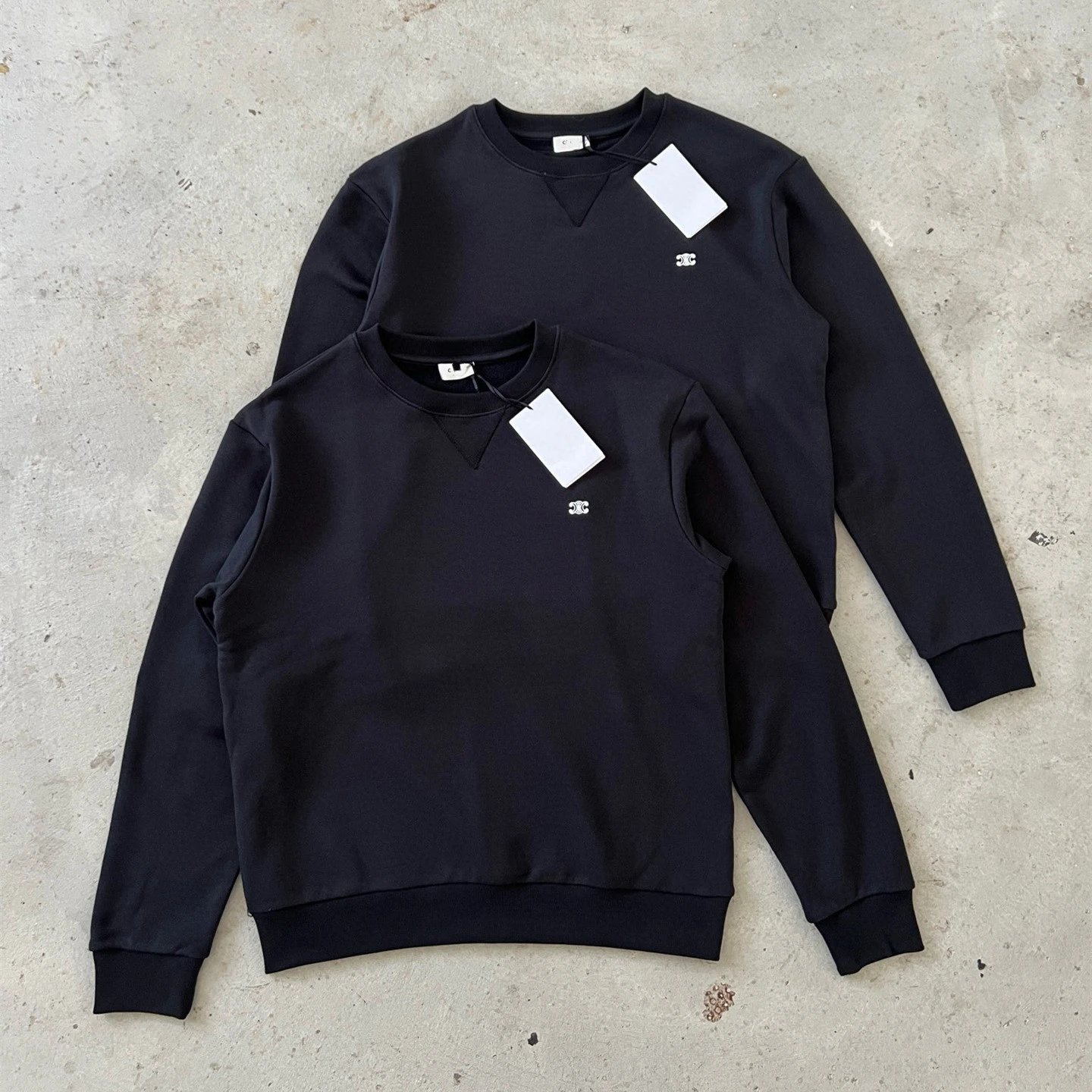 CELINE classic style chest Chanel small embroidery crewneck terry pullover sweatshirt men's and women's